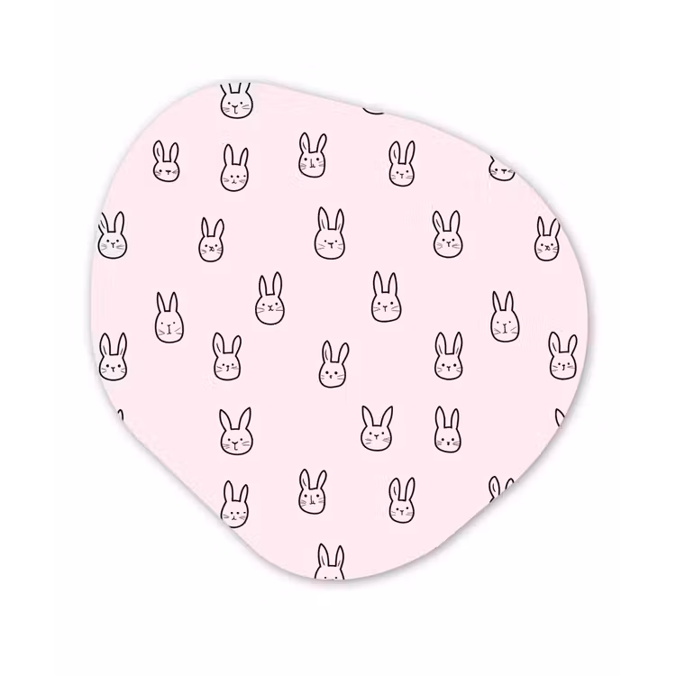 Konijnen - Minimalistisch - Roze Wandcirkel Organisch Aluminium middel 851 -3d