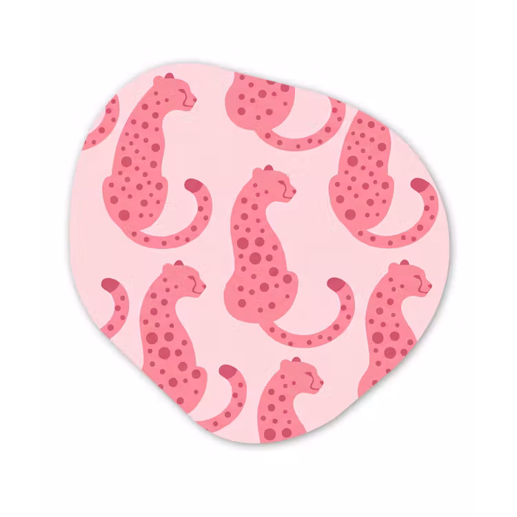 Kat - Gevlekt - Dieren - Patroon - Roze Wandcirkel Organisch Aluminium middel -3d
