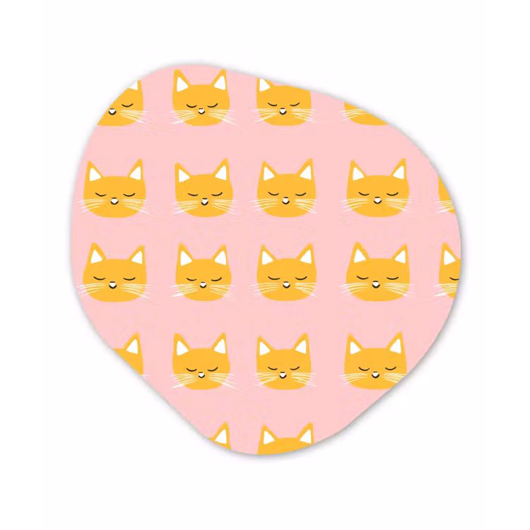 Katten - Patroon - Roze Wandcirkel Organisch Aluminium middel 851 -3d