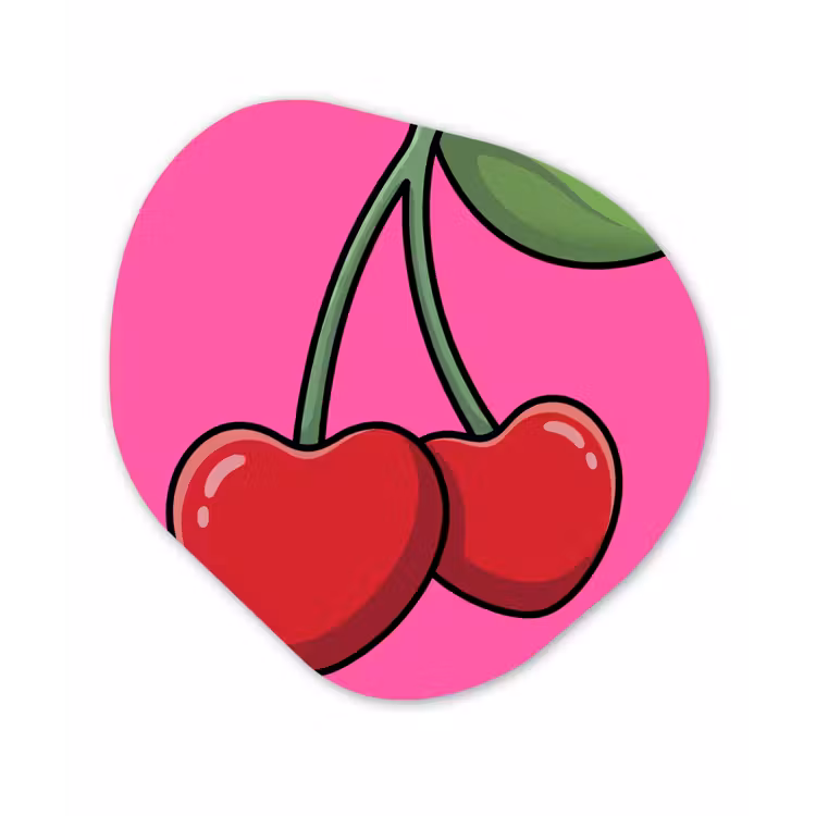 Kers - Roze - Fruit Wandcirkel Organisch Aluminium middel -3d