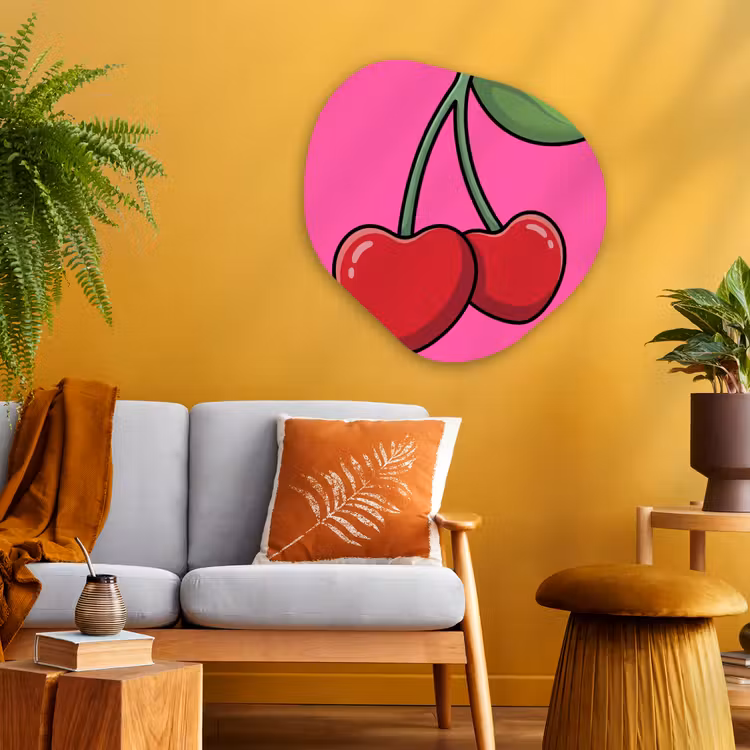 Kers - Roze - Fruit Wandcirkel Organisch Aluminium middel -sfeer4