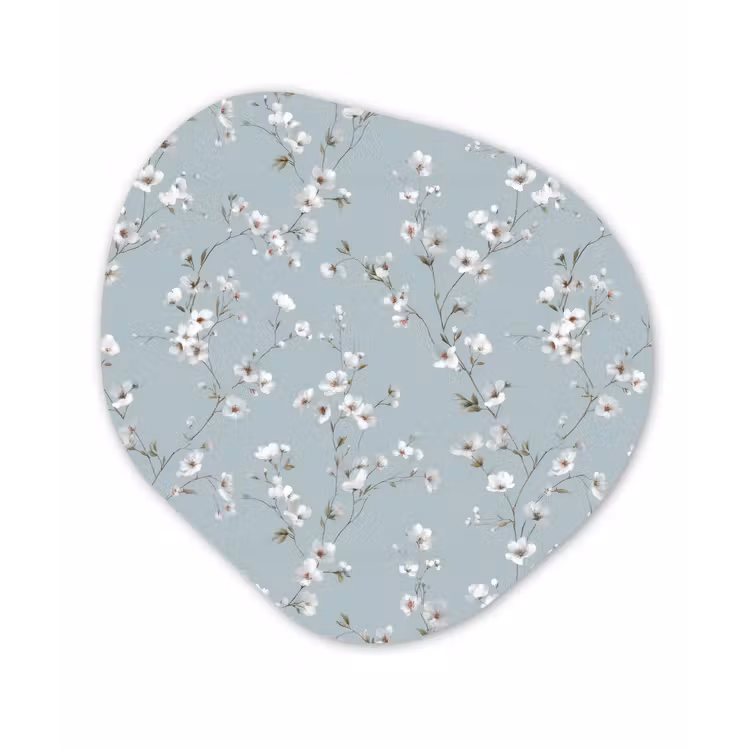 Klassiek - Bloemen - Blauw Wandcirkel Organisch Aluminium middel 851 -3d