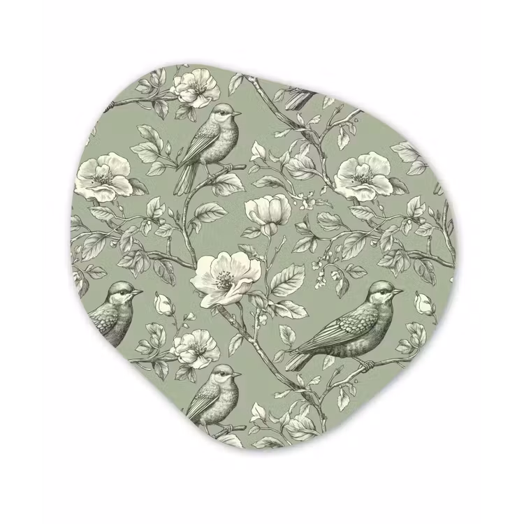 Klassiek - Botanisch - Groen Wandcirkel Organisch Aluminium middel 851 -3d