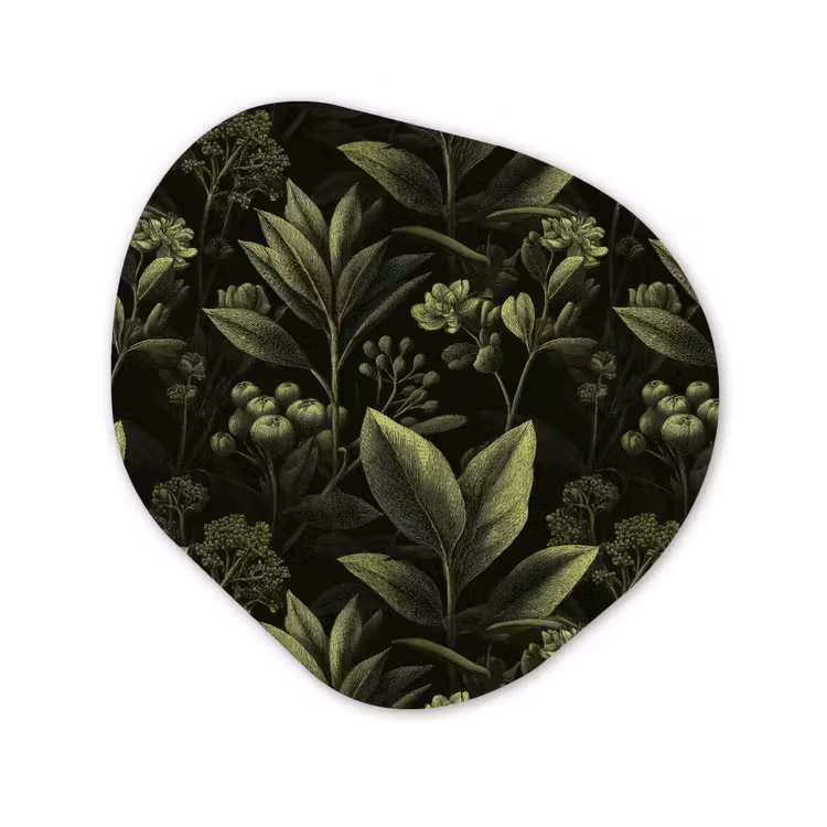 Klassiek - Donker - Botanisch - Planten Wandcirkel Organisch Aluminium middel 851 -3d