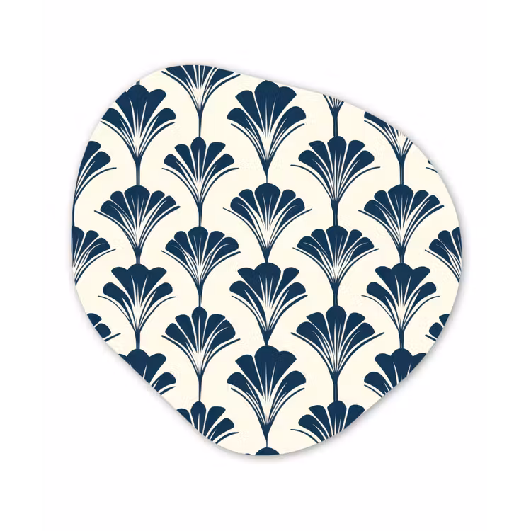 Klassiek - Motief - Blauw Wandcirkel Organisch Aluminium middel 851 -3d