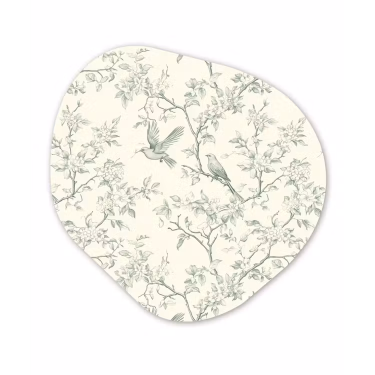 Klassiek - Vogels - Groen Wandcirkel Organisch Aluminium middel 851 -3d