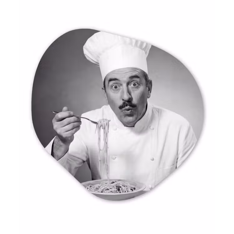 Chef - Spaghetti - Pasta Wandcirkel Organisch Aluminium middel -3d