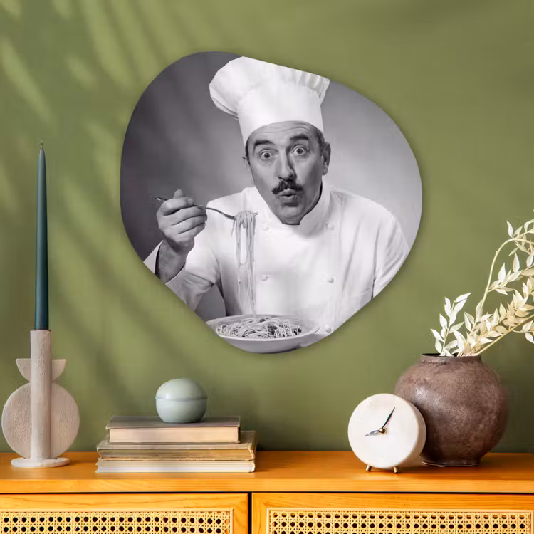 Chef - Spaghetti - Pasta Wandcirkel Organisch Aluminium middel -sfeer2