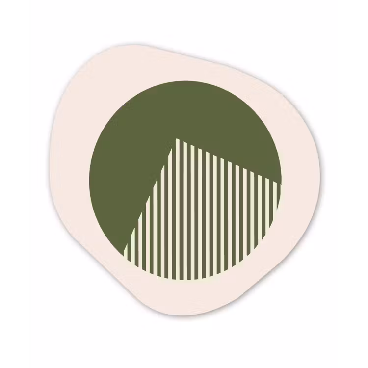 Cirkel - Strepen - Geometrisch - Abstract - Groen Wandcirkel Organisch Aluminium middel -3d