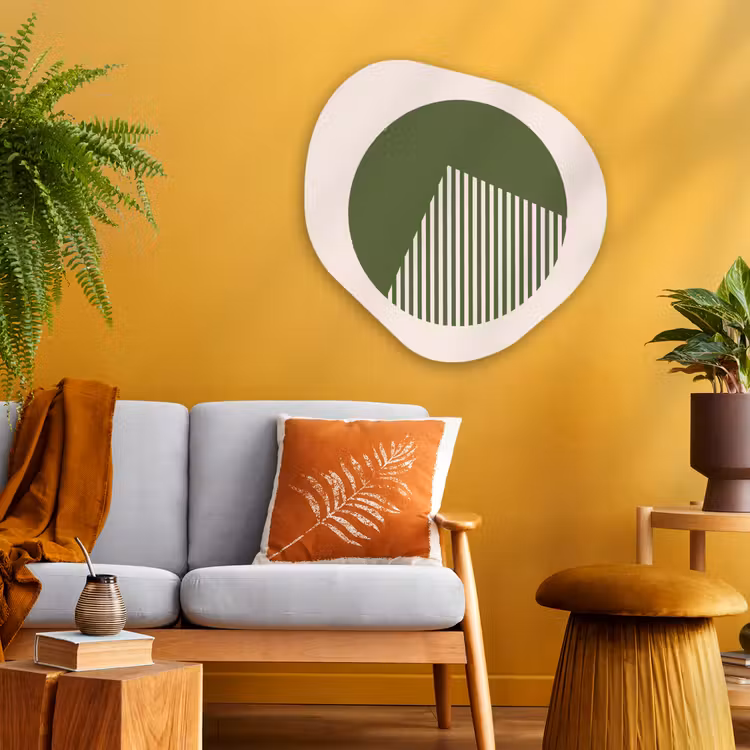 Cirkel - Strepen - Geometrisch - Abstract - Groen Wandcirkel Organisch Aluminium middel -sfeer4