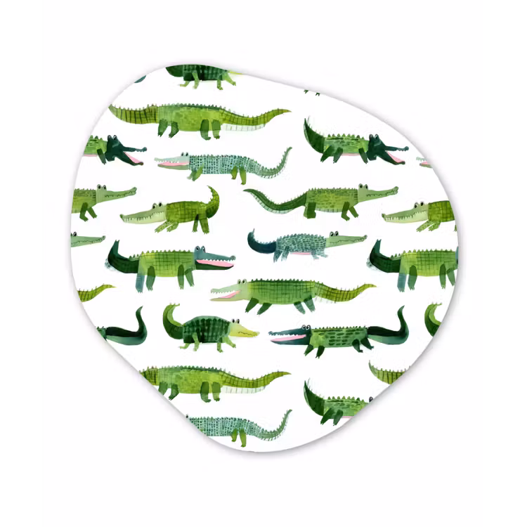 krokodillen - Speels - Groen Wandcirkel Organisch Aluminium middel 851 -3d