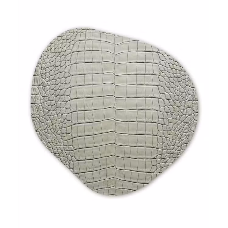 Krokodillenleer - Schubben - Groen Wandcirkel Organisch Aluminium middel -3d