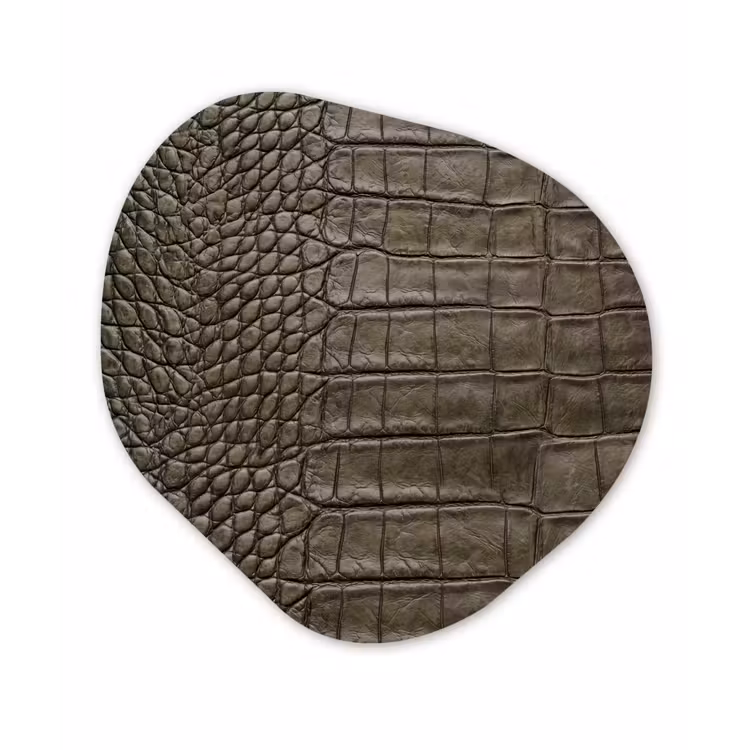 Krokodillenleer - Structuur - Groen Wandcirkel Organisch Aluminium middel -3d