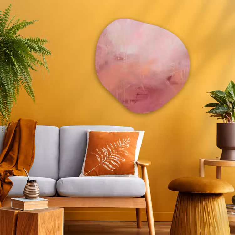 Kunst - Vloeiend - Pastel - Abstract Wandcirkel Organisch Aluminium middel -sfeer4