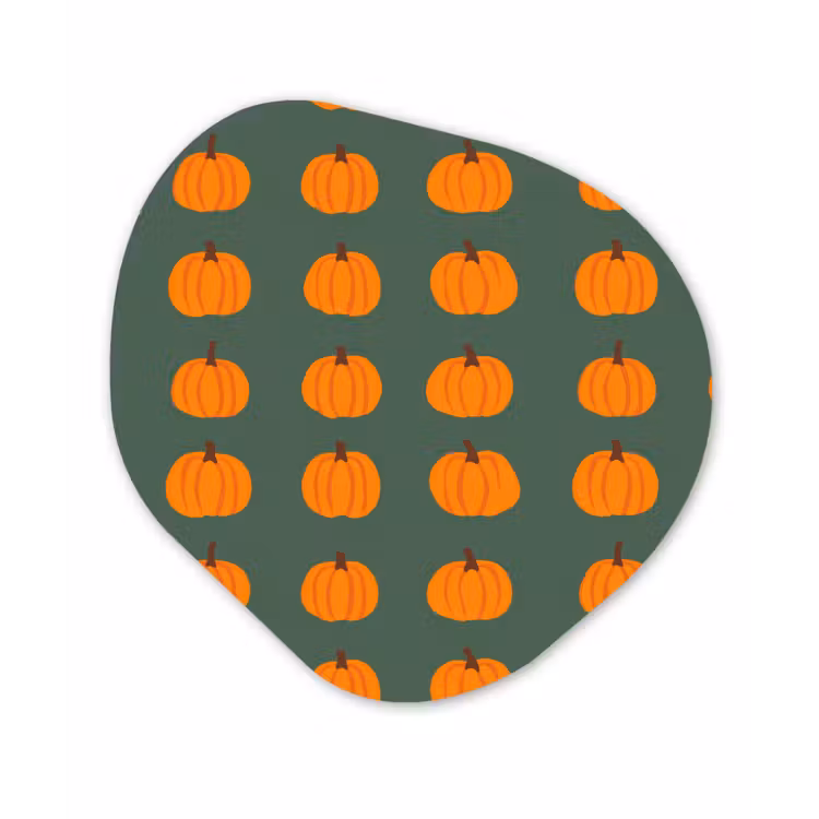 Pompoen - Patroon - Oranje Wandcirkel Organisch Aluminium middel 851 -3d
