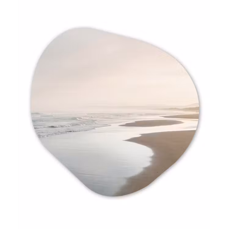Kustlijn - Strand - Oceaan Wandcirkel Organisch Aluminium middel -3d