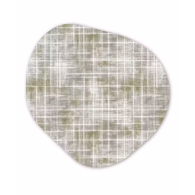 Linnen - Patroon - Groen Wandcirkel Organisch Aluminium middel 851 -3d