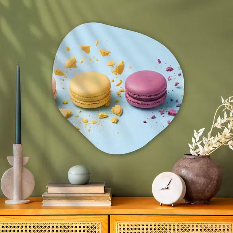 Macarons - Kleurrijk - Pastel Wandcirkel Organisch Aluminium middel -sfeer2