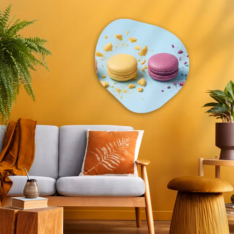 Macarons - Kleurrijk - Pastel Wandcirkel Organisch Aluminium middel -sfeer4