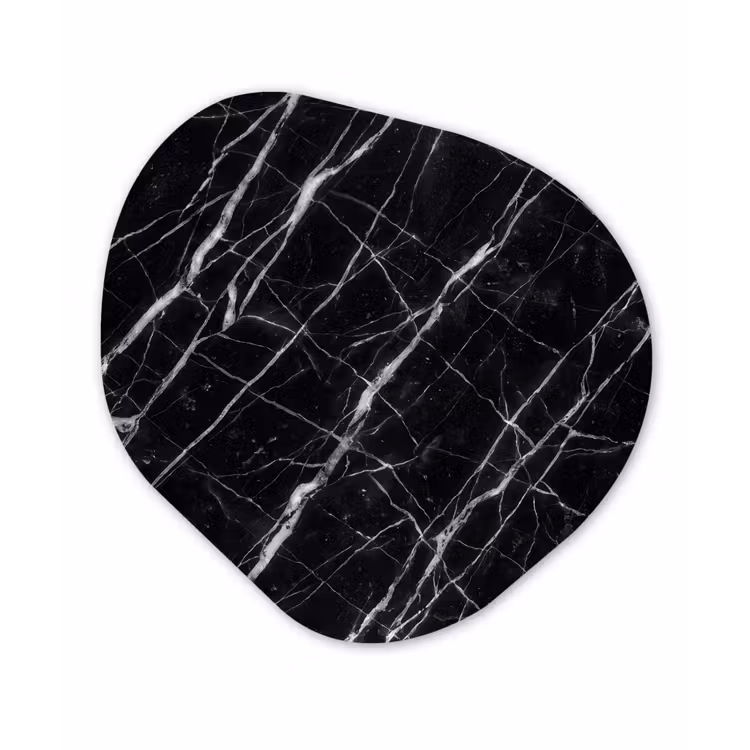 Marmer - Aders - Abstract - Zwart Wandcirkel Organisch Aluminium middel -3d