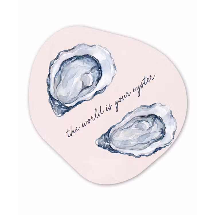 Zeeleven - Oester - Aquarel - Minimalistisch - Blauw Wandcirkel Organisch Aluminium middel -3d