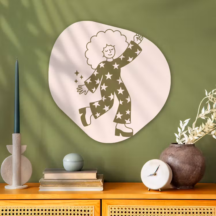 Mensen - Dansend - Feest - Vintage - Groen Wandcirkel Organisch Aluminium middel -sfeer2