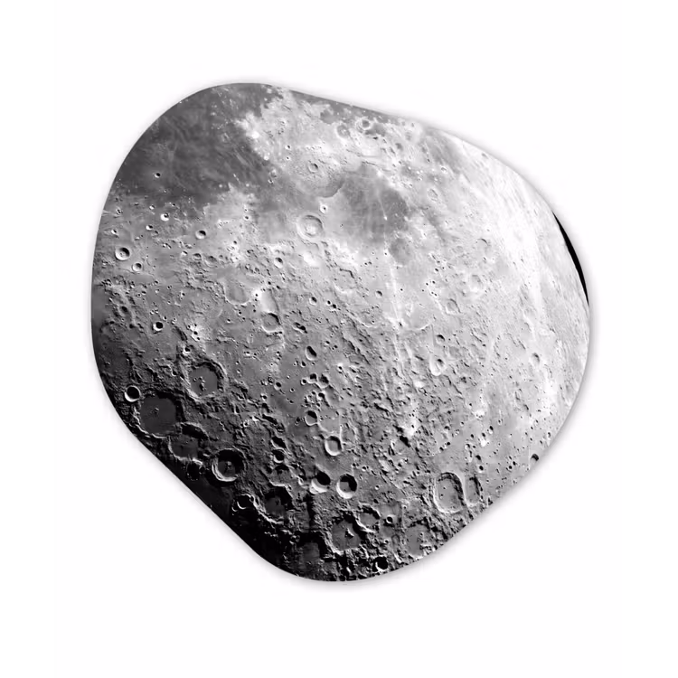 Alu-Dibond-Bild Organische Form - Mond – Krater – Weltraum - Maan - Kraters - Ruimte Wandcirkel Organisch Aluminium middel