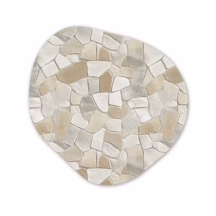 Mozaïek - Stenen - Beige Wandcirkel Organisch Aluminium middel 851 -3d