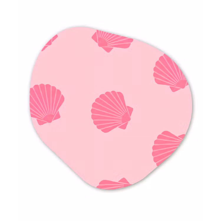 Schelp - Patroon - Zee - Modern - Roze Wandcirkel Organisch Aluminium middel -3d