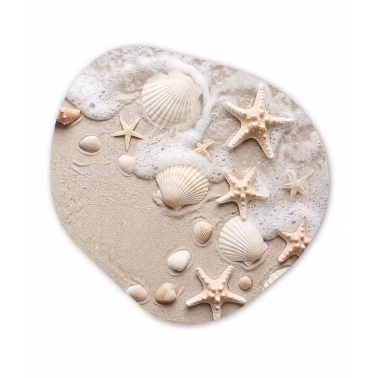 Schelpen - Zeesterren - Strand Wandcirkel Organisch Aluminium middel -3d