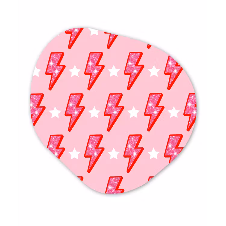 Patroon - Bliksem - Ster - Glitter - Roze Wandcirkel Organisch Aluminium middel -3d