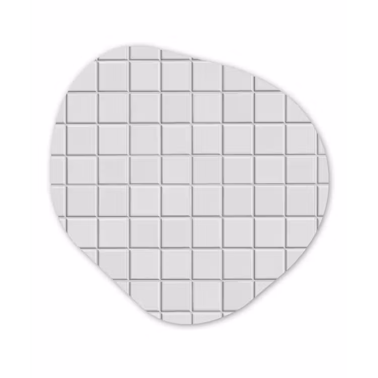 Patroon - Tegels - Grijs - Wit Wandcirkel Organisch Aluminium middel 851 -3d