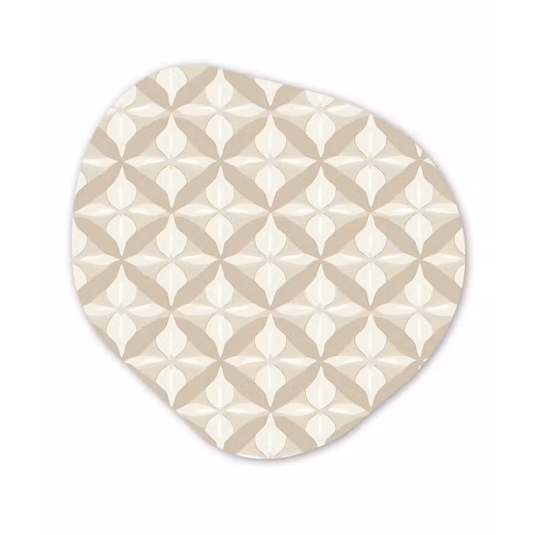 Patroon - Klassiek - Beige Wandcirkel Organisch Aluminium middel 851 -3d