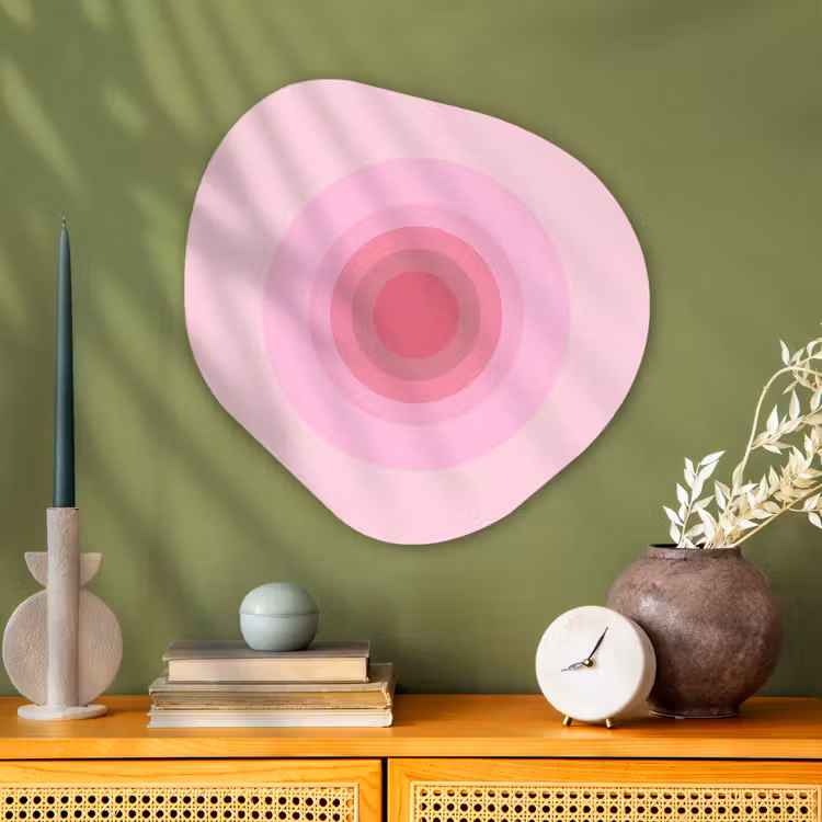 Patroon - Cirkels - Abstract - Roze - Modern Wandcirkel Organisch Aluminium middel -sfeer2