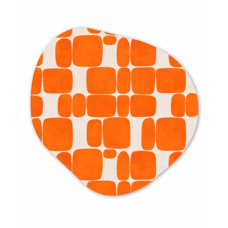 Patroon - Retro - Oranje Wandcirkel Organisch Aluminium middel 851 -3d