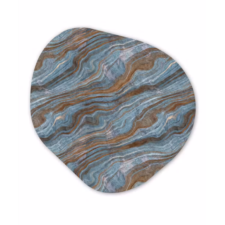 Patroon - Steen - Blauw Wandcirkel Organisch Aluminium middel 851 -3d