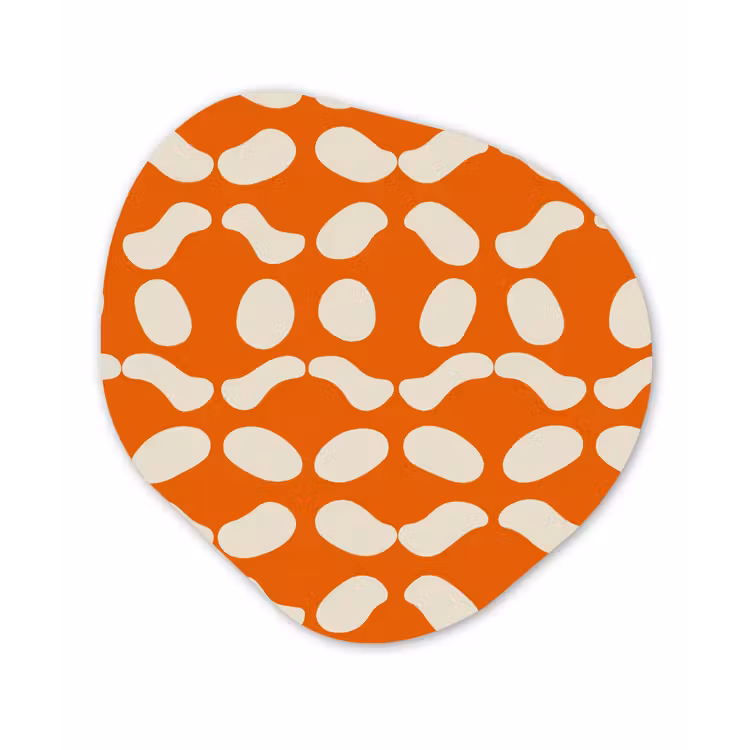 Oranje - Organische vormen - Wit Wandcirkel Organisch Aluminium middel 851 -3d