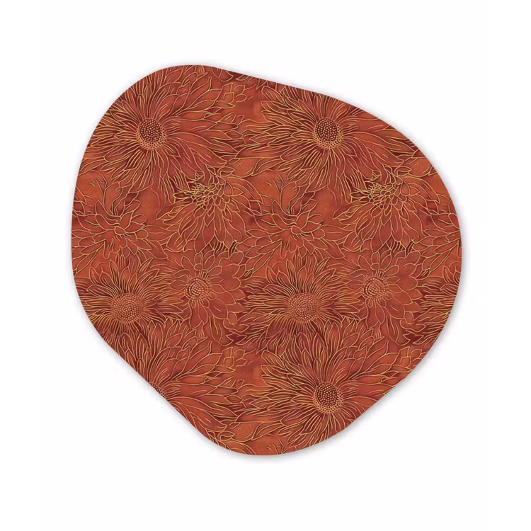 Oosters - Bloemen - Terracotta Wandcirkel Organisch Aluminium middel 851 -3d