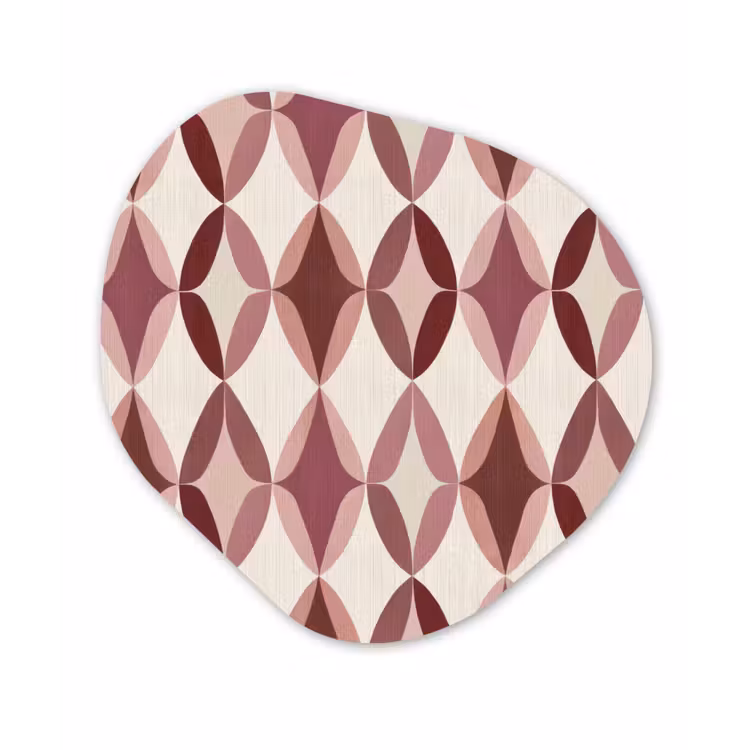 Ovaal - Textuur - Roze Wandcirkel Organisch Aluminium middel 851 -3d