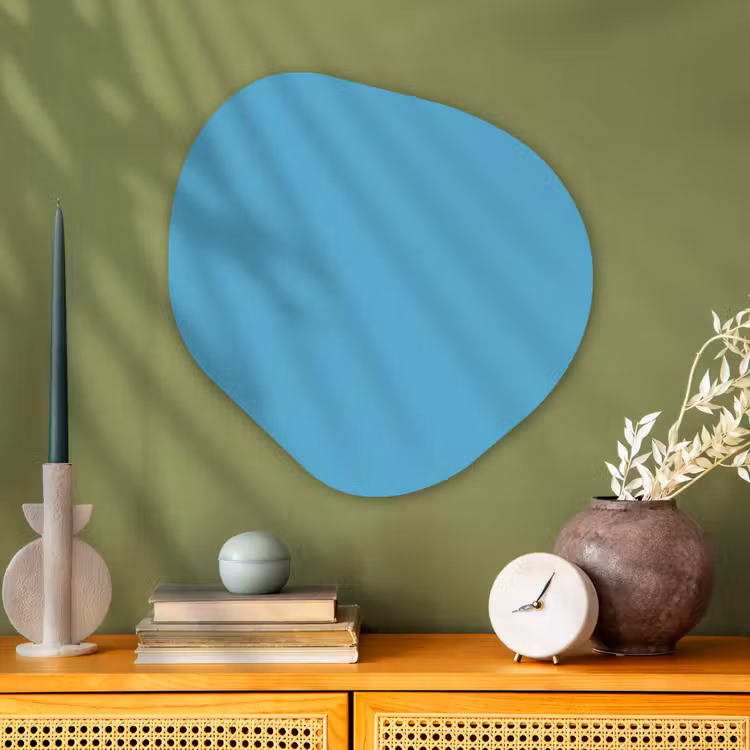 Ocean - Teal - Blauw Wandcirkel Organisch Aluminium middel 851 -sfeer2