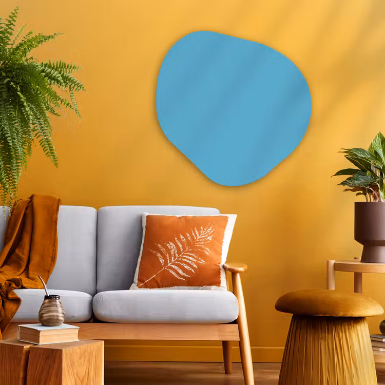 Ocean - Teal - Blauw Wandcirkel Organisch Aluminium middel 851 -sfeer4