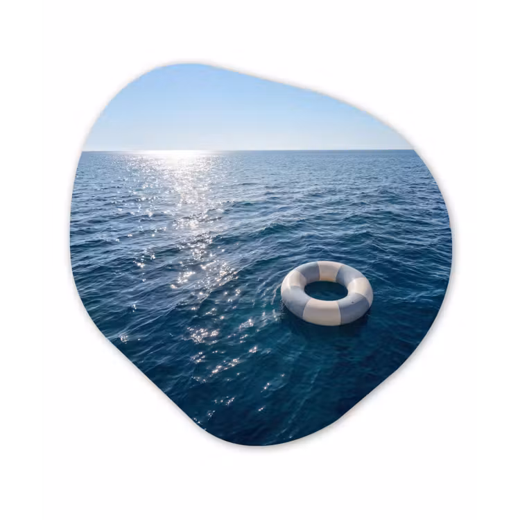 Oceaan - Zwemband - Horizon Wandcirkel Organisch Aluminium middel -3d