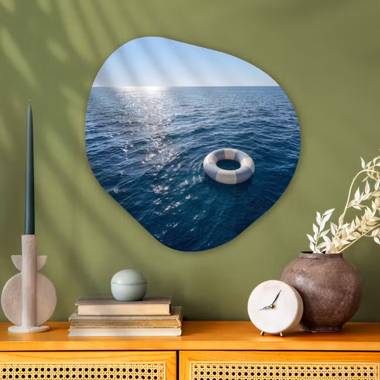 Oceaan - Zwemband - Horizon Wandcirkel Organisch Aluminium middel -sfeer2