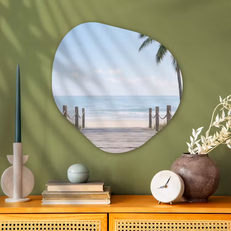 Palmbomen - Pad - Horizon Wandcirkel Organisch Aluminium middel -sfeer2