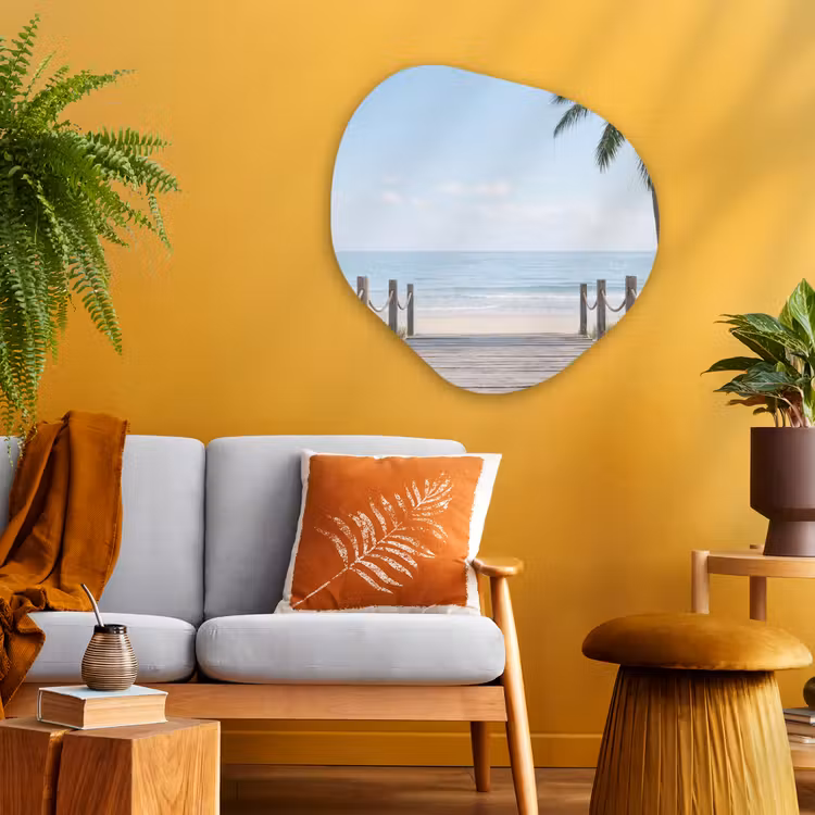 Palmbomen - Pad - Horizon Wandcirkel Organisch Aluminium middel -sfeer4