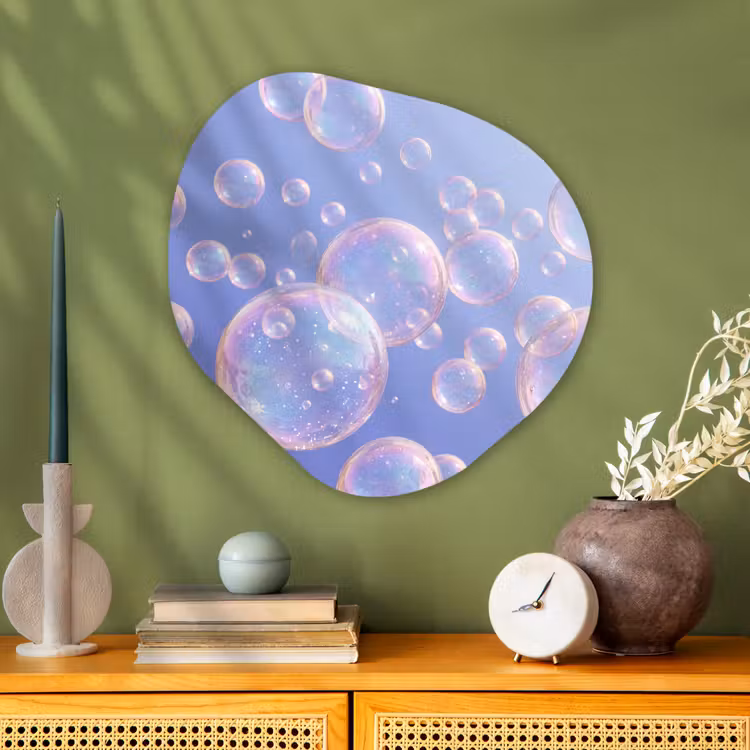 Pastel - Bubbels - Dromerig Wandcirkel Organisch Aluminium middel -sfeer2
