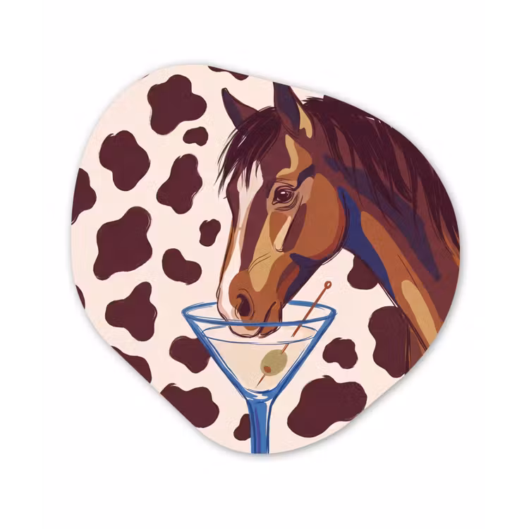 Paard - Martini - Dieren - Abstract - Bruin Wandcirkel Organisch Aluminium middel -3d