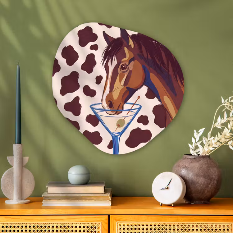Paard - Martini - Dieren - Abstract - Bruin Wandcirkel Organisch Aluminium middel -sfeer2