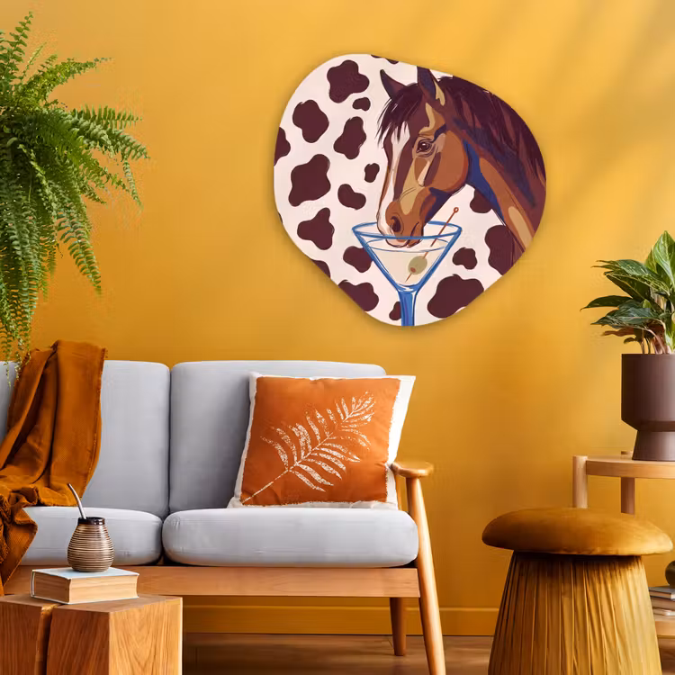 Paard - Martini - Dieren - Abstract - Bruin Wandcirkel Organisch Aluminium middel -sfeer4