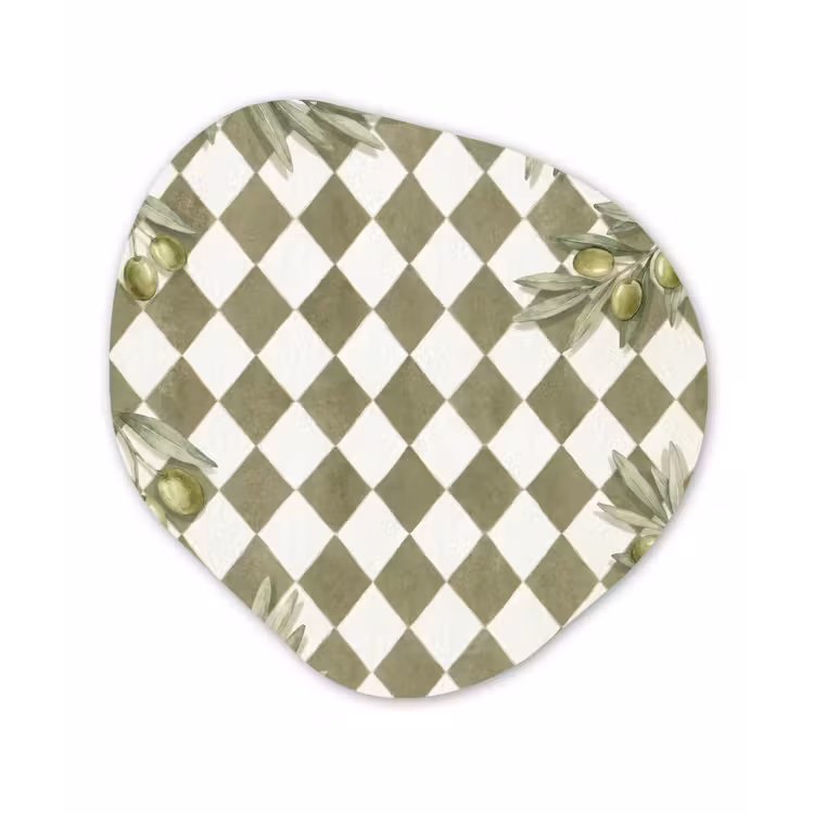 Plant - Olijftakken - Waterverf - Mediterraan - Groen Wandcirkel Organisch Aluminium middel -3d